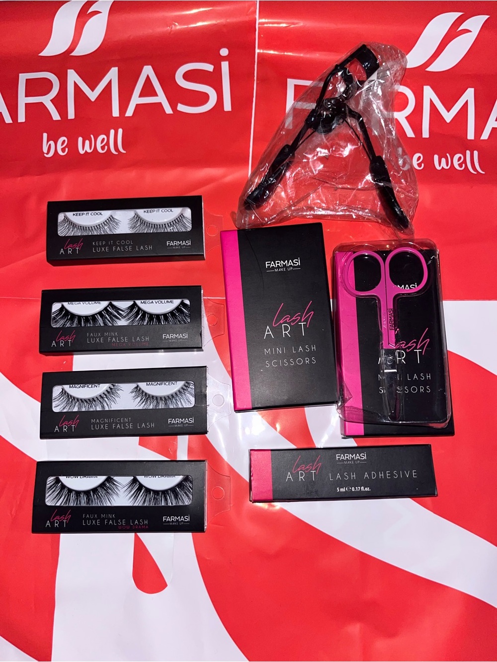 Farmasi Lash Art False Lashes & Tools Set - Black & Pink (8 piece)
